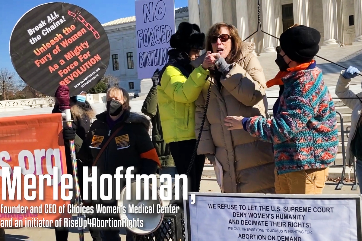 Merle Hoffman Protest Banner 2022